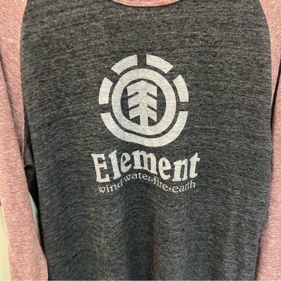 ELEMENT Lightweight Heathered Charcoal Red Raglan Long Sleeved Shirt Size XL - Picture 2 of 7